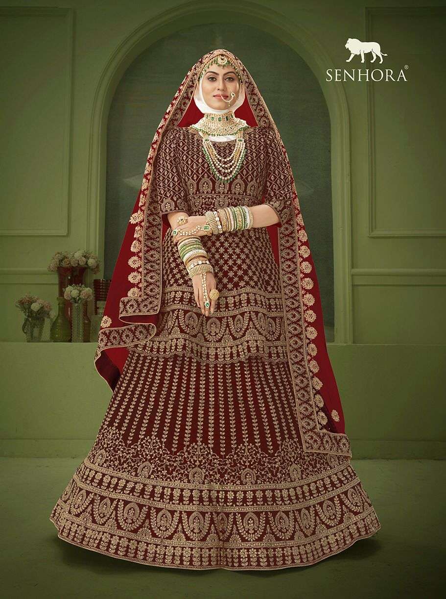 SENHORA DRESSES PEPLUM BRIDAL HERITAGE VOL-8 DESIGNER VELVET LEHENGA 