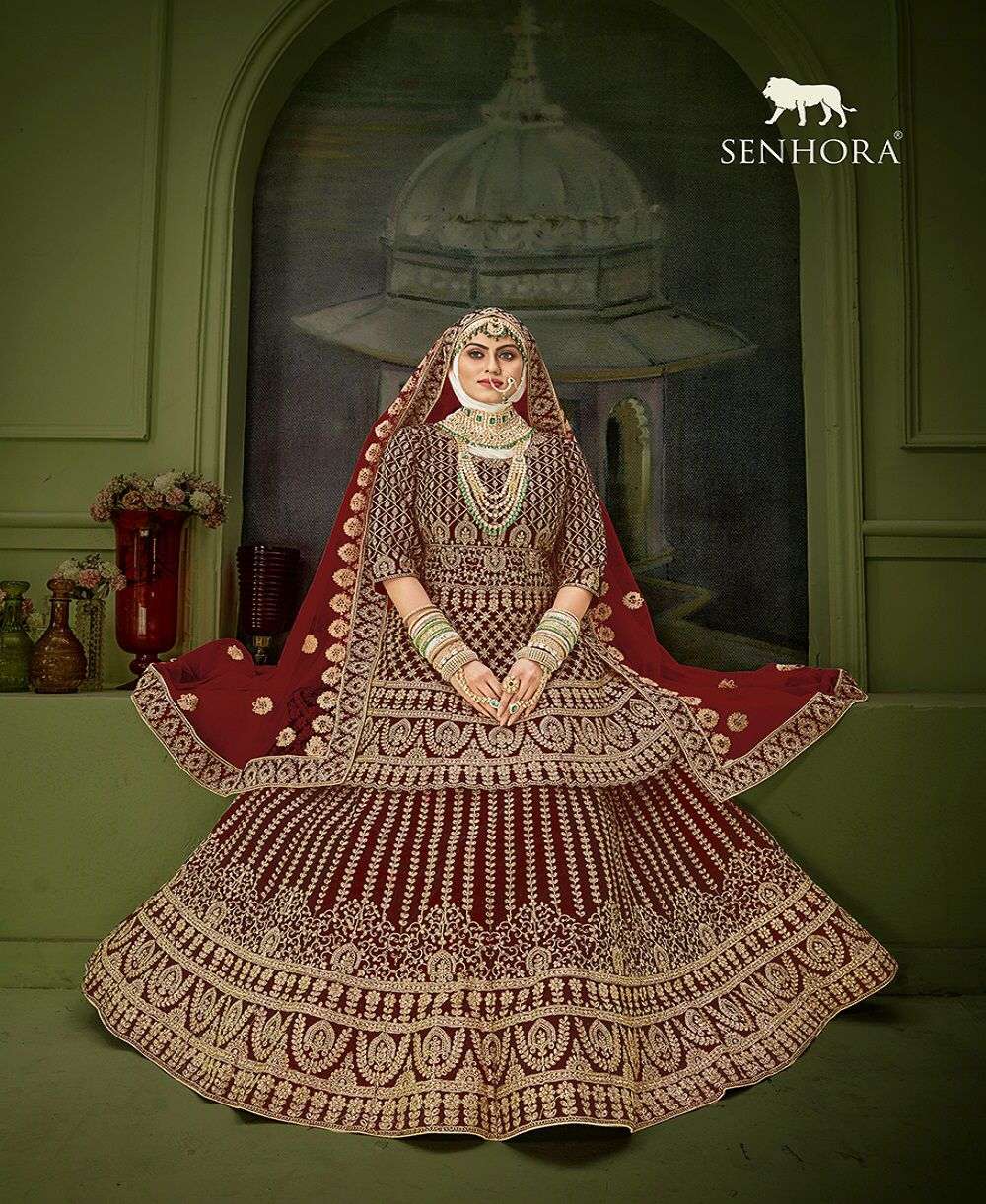 SENHORA DRESSES PEPLUM BRIDAL HERITAGE VOL-8 DESIGNER VELVET LEHENGA 