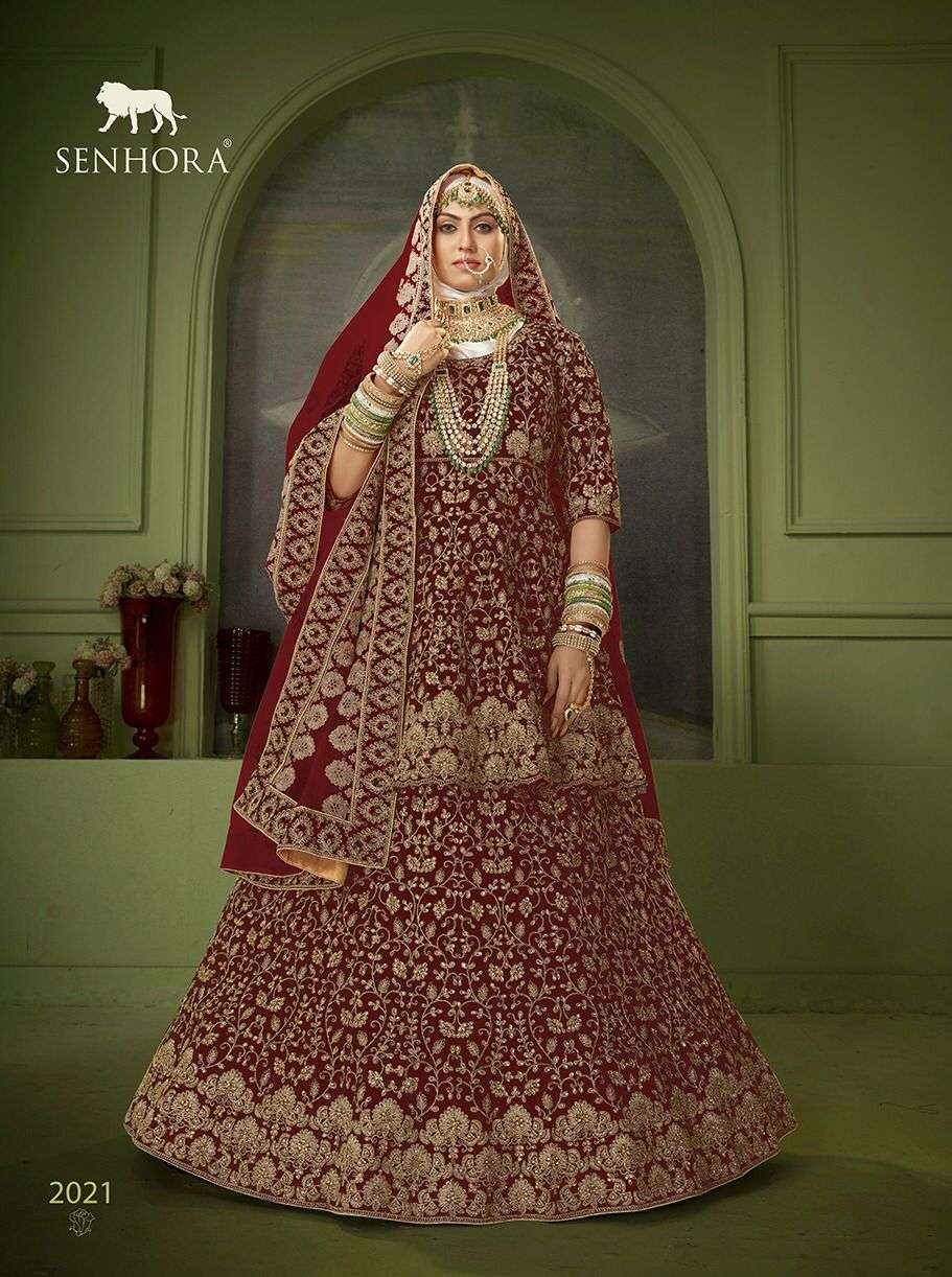 SENHORA DRESSES PEPLUM BRIDAL HERITAGE VOL-8 DESIGNER VELVET LEHENGA 