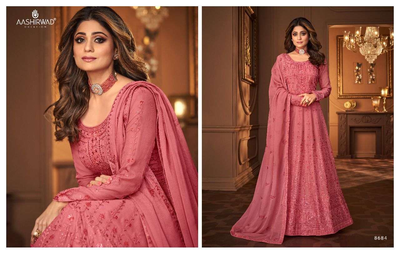 AASHIRWAD VINTAGE DESIGNER REAL GEORGETTE SUIT s