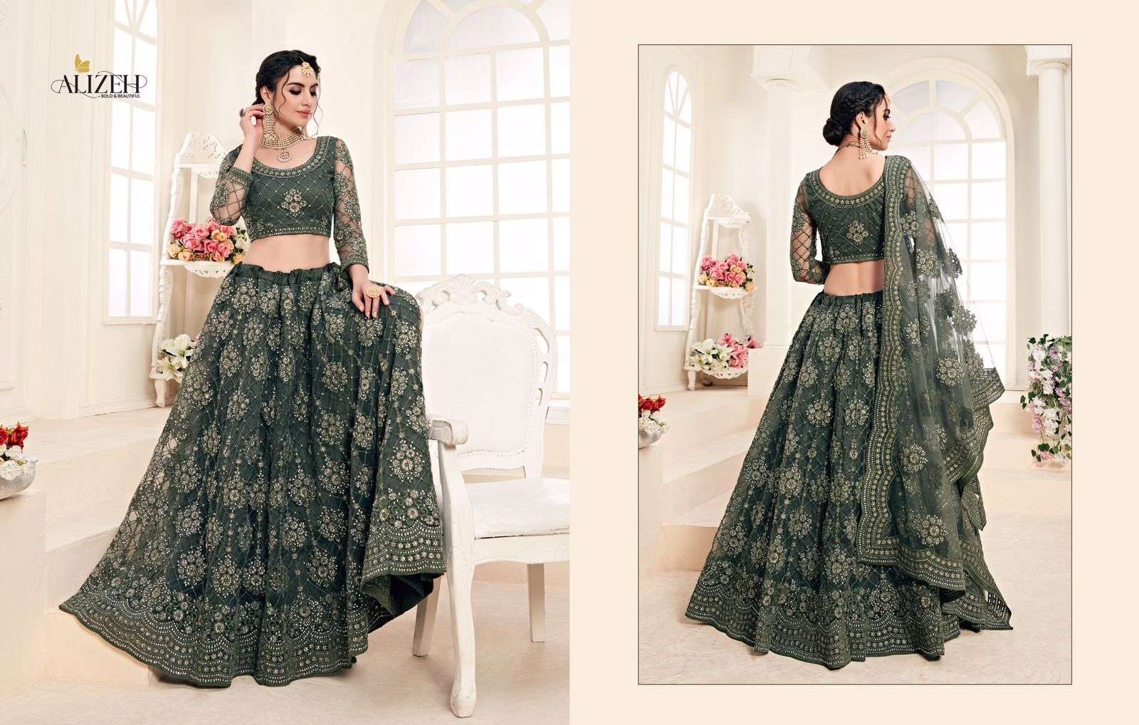 ALIZEH BRIDAL HERITAGE COLOUR SAGA VOL-1 1004-A DESIGNER FANCY LEHENGA 