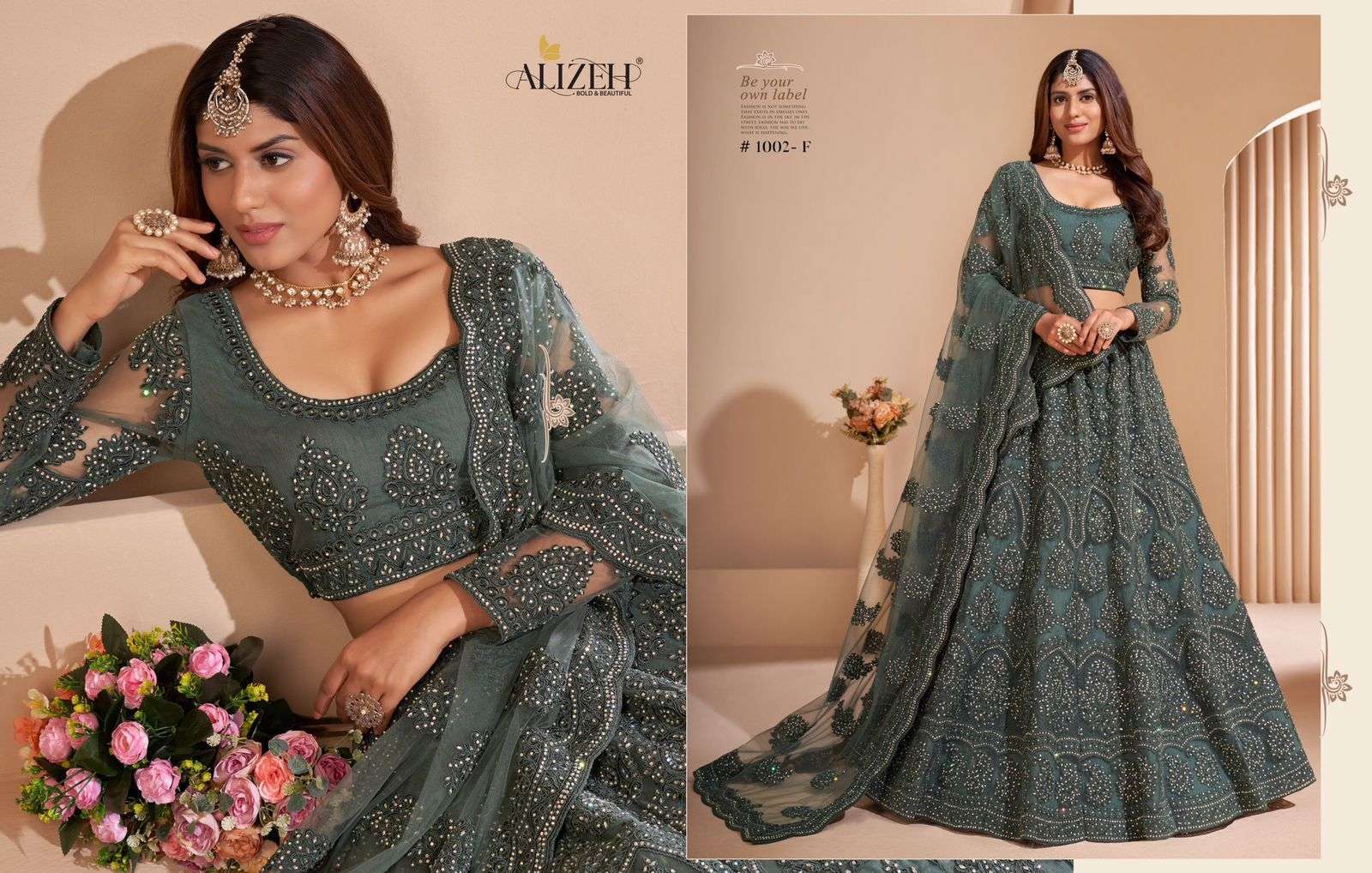 ALIZEH OFFICIAL BRIDAL HERITAGE COLOR SPLASH DESIGNER FANCY LEHENGA 