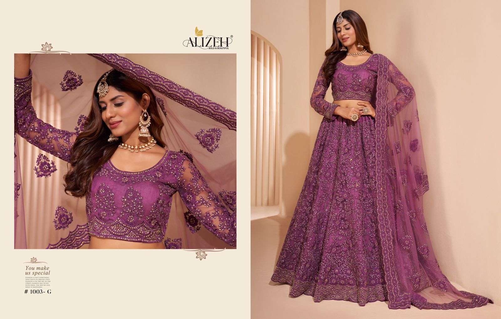 ALIZEH OFFICIAL BRIDAL HERITAGE COLOR SPLASH DESIGNER FANCY LEHENGA 