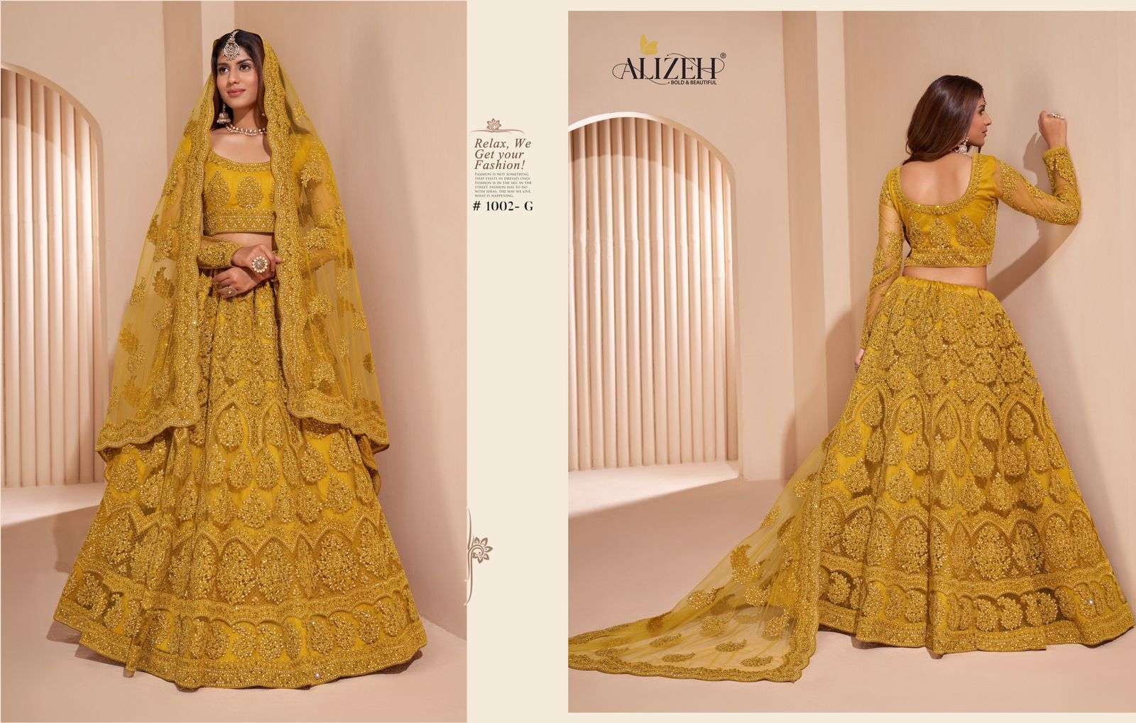 ALIZEH OFFICIAL BRIDAL HERITAGE COLOR SPLASH DESIGNER FANCY LEHENGA 