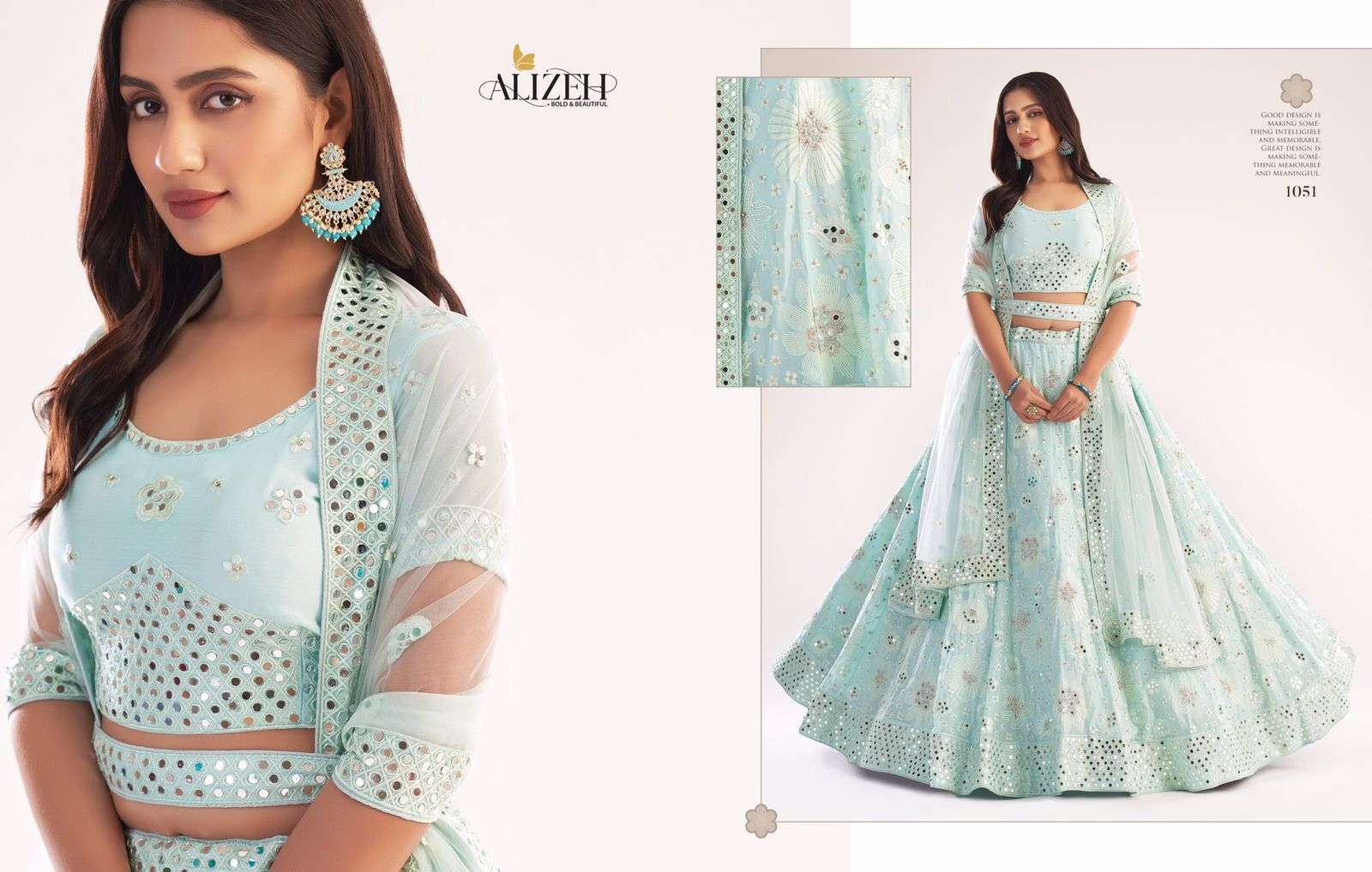 ALIZEH OFFICIAL BRIDAL HERITAGE PREMIUM COLLECTION DESIGNER NET LEHENGA 