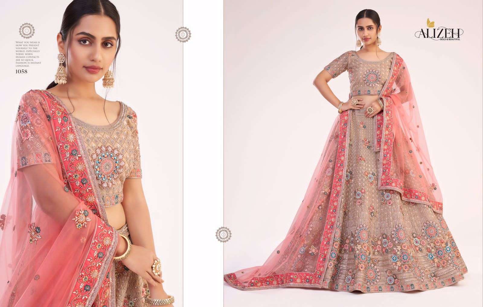 ALIZEH OFFICIAL BRIDAL HERITAGE PREMIUM COLLECTION DESIGNER NET LEHENGA 