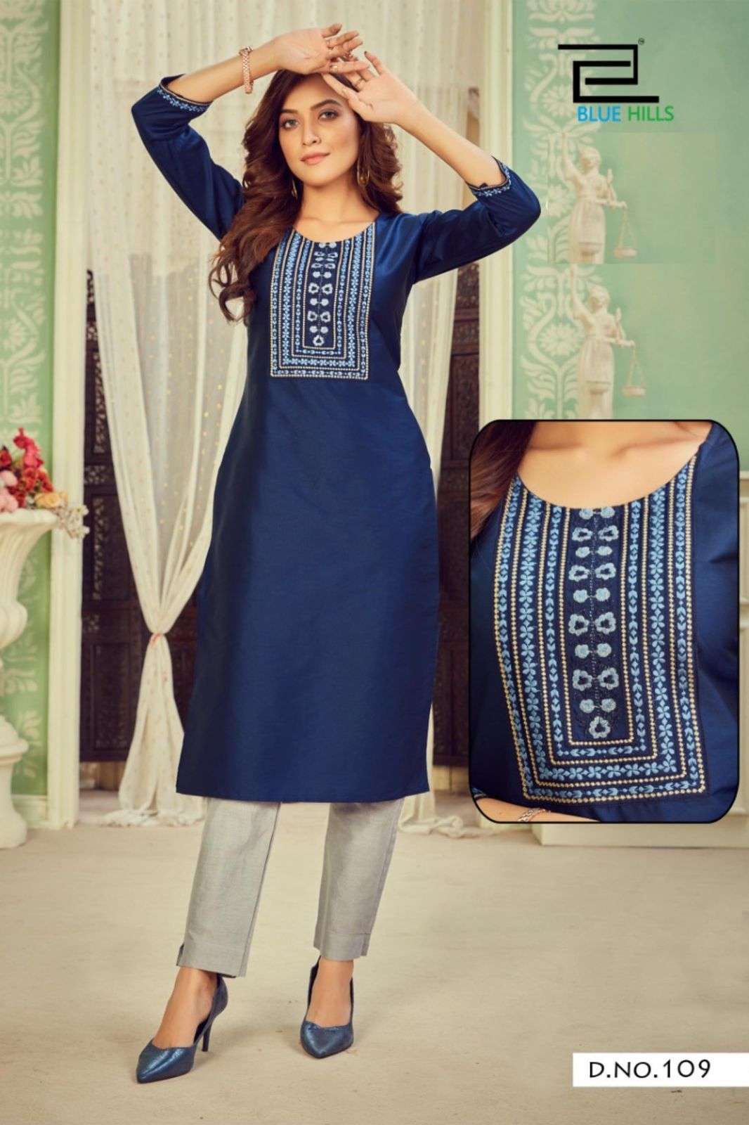 Elegant Cotton-Satin Kurti with Jacket