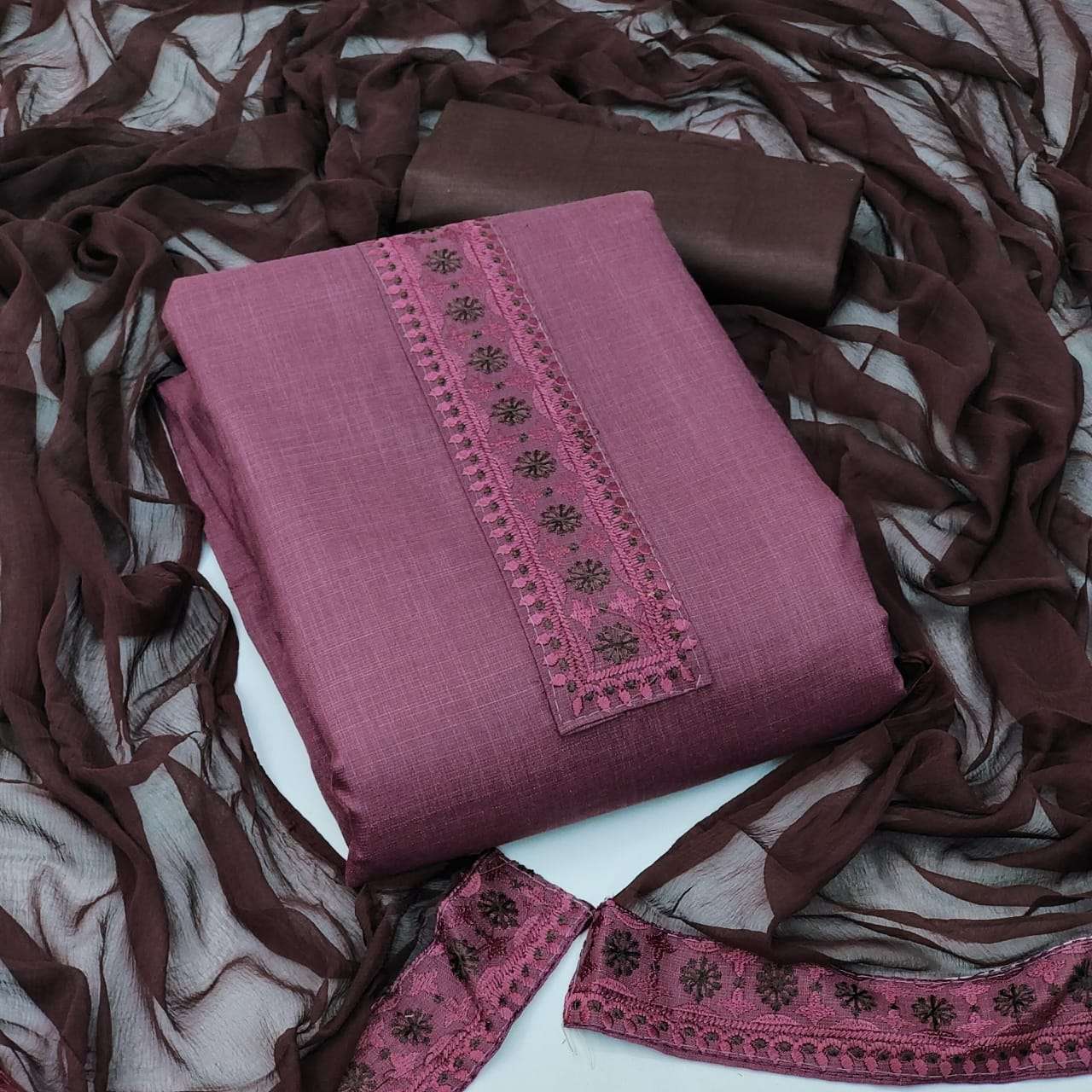 BT-07 DESIGNER BOMBAY COTTON TIE & DAMAN WORK NON CATALOG SUIT 