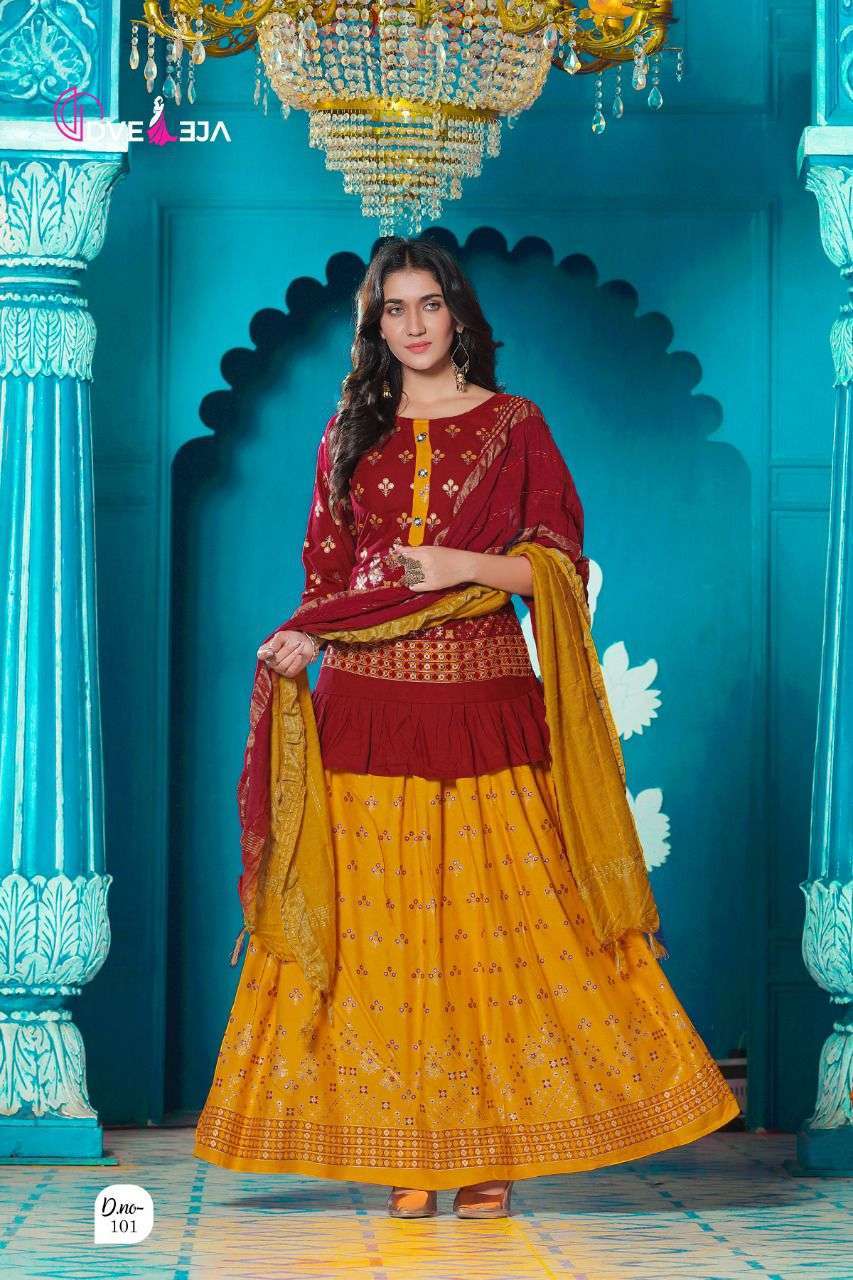 dveeja vintage series 101-108 heavy rayon 14 kg readymade suit