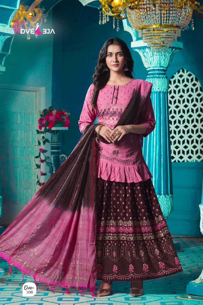 dveeja vintage series 101-108 heavy rayon 14 kg readymade suit