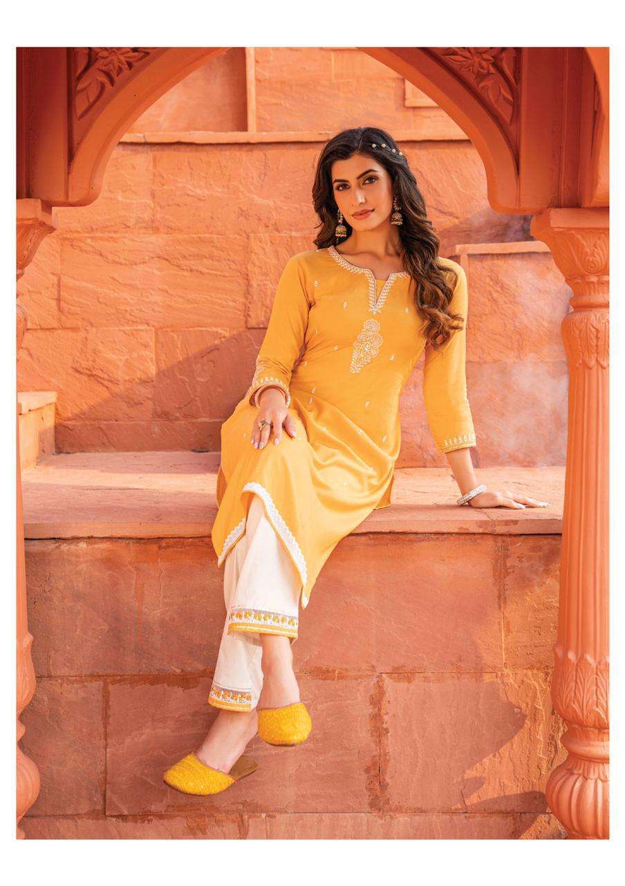 heritage candy series 101-106 rayon cotton flex print kurti 
