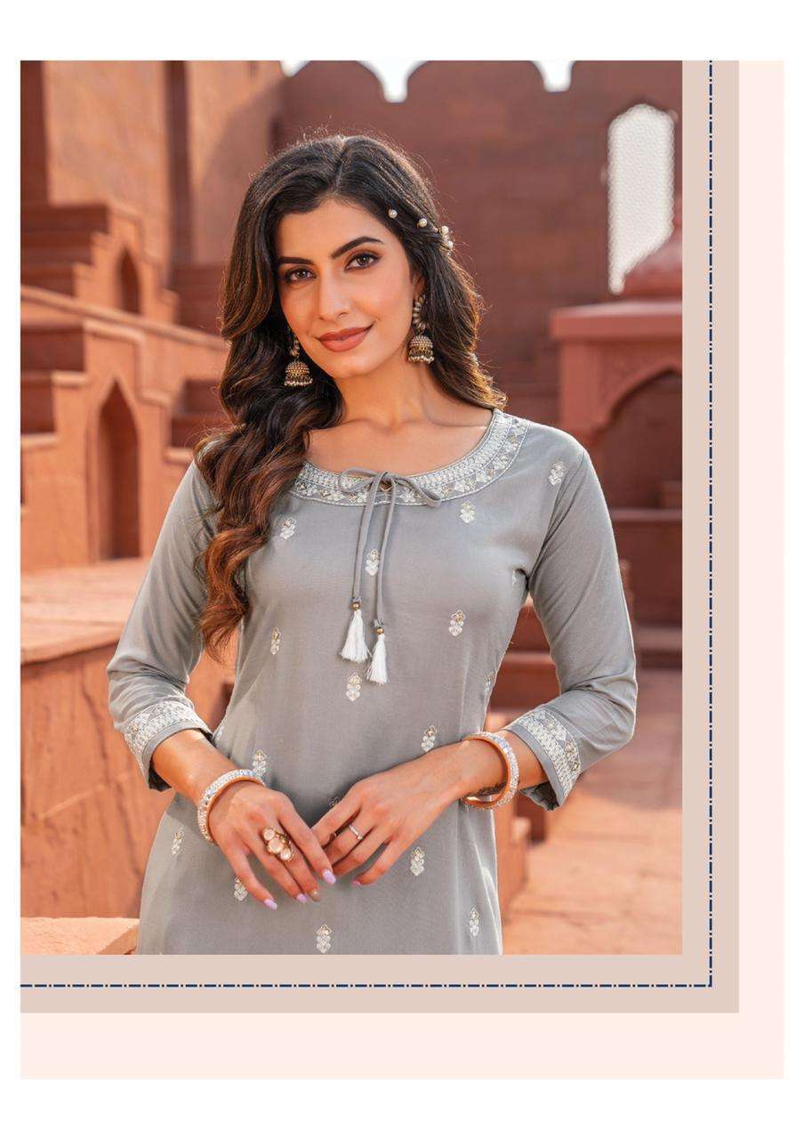 heritage candy series 101-106 rayon cotton flex print kurti 
