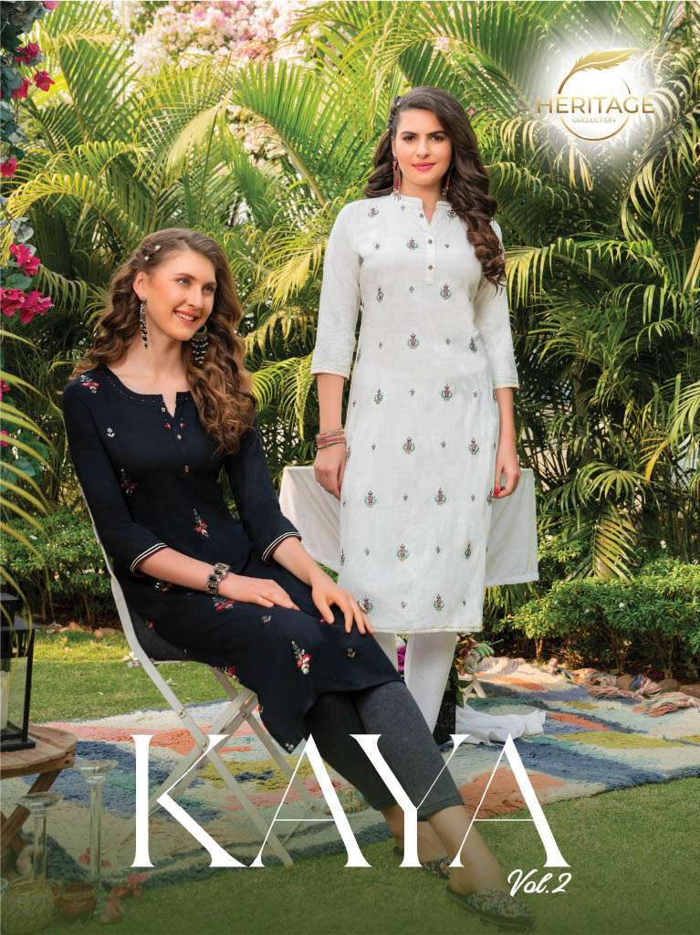 heritage kaya vol-2 series 201-207 rayon slub kurti 