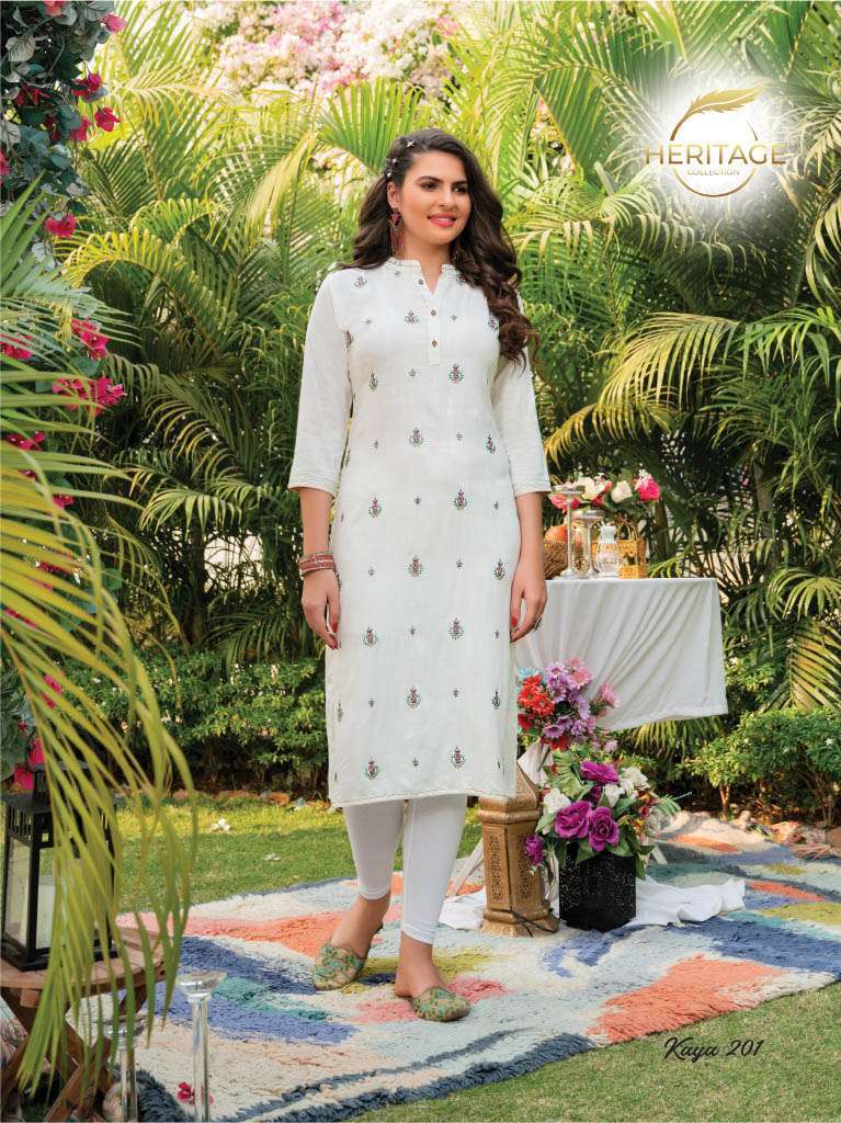 heritage kaya vol-2 series 201-207 rayon slub kurti 
