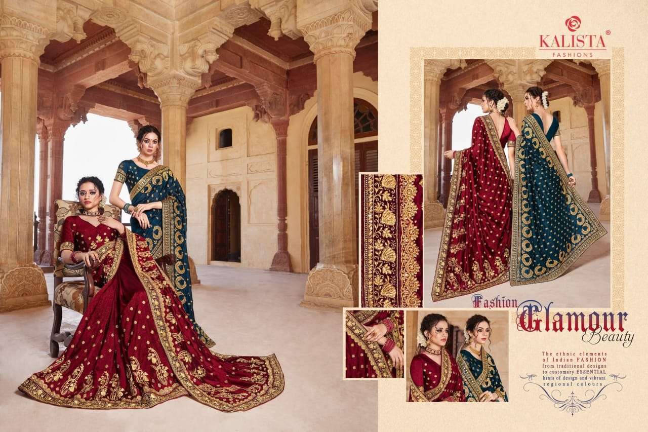 kalista virasat gold vol 3 series series 55013-55018 blooming silk saree