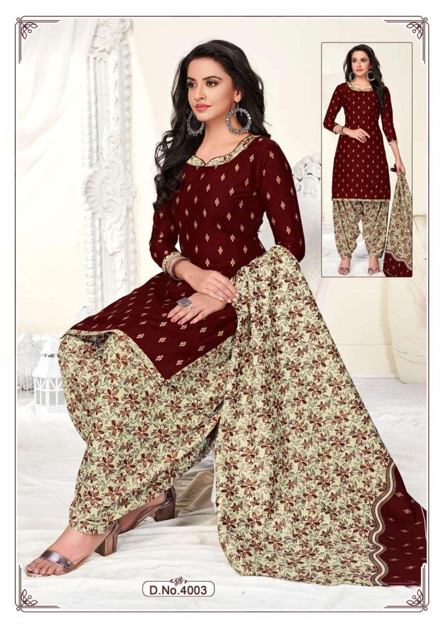 Laado Ruby Patiyala Vol-4 series 4001-4010 pure cotton suit