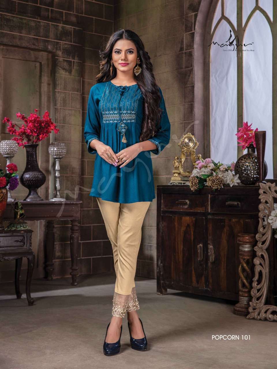 Mayur popcorn series 101-108 liva based rayon kurti 