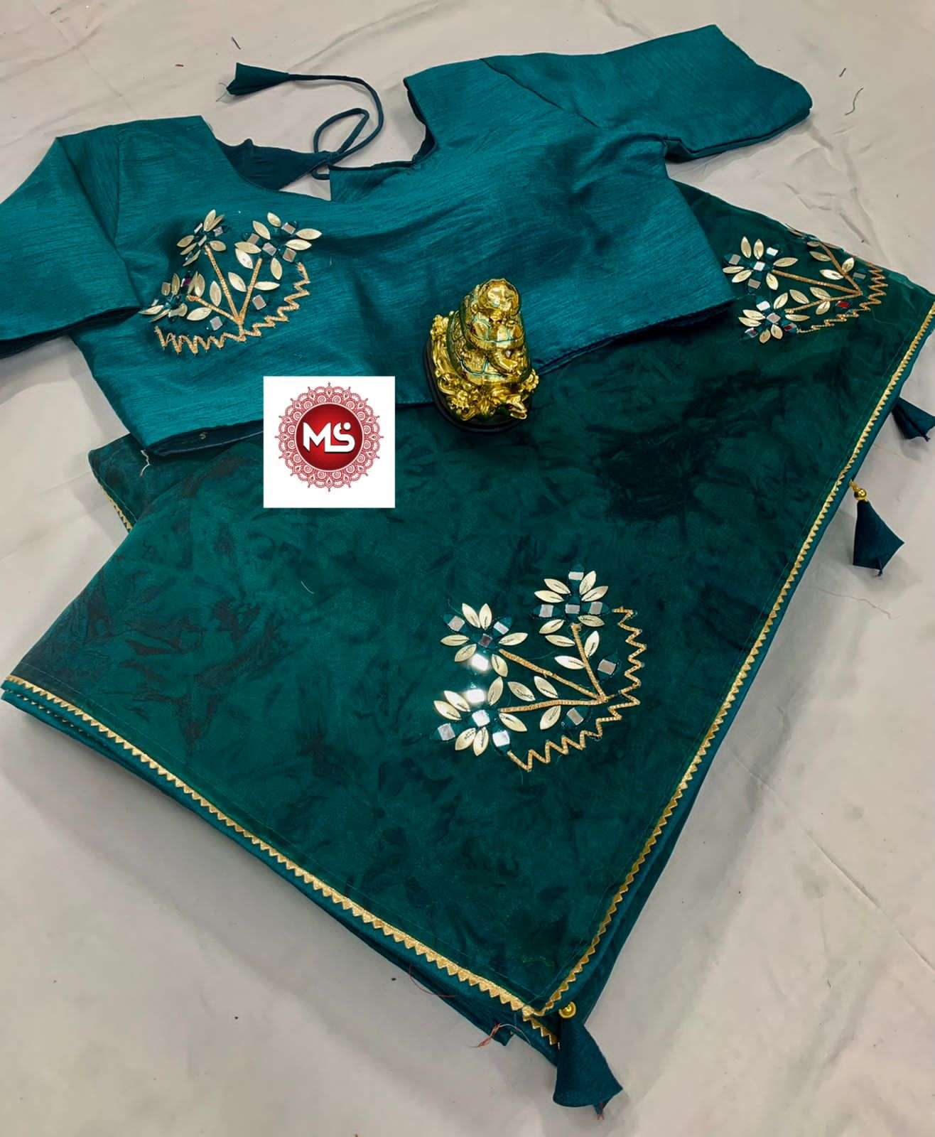 MS BRAND BANGALI DESIGNET HEAVY ORGANZA PRISAM SILK SAREE