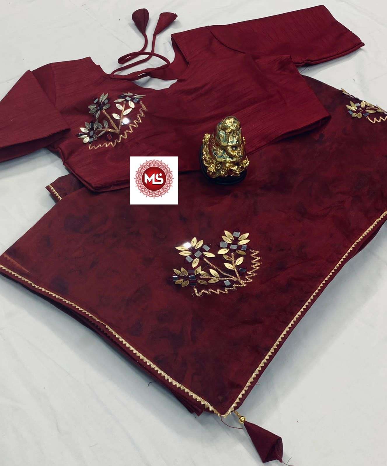 MS BRAND BANGALI DESIGNET HEAVY ORGANZA PRISAM SILK SAREE