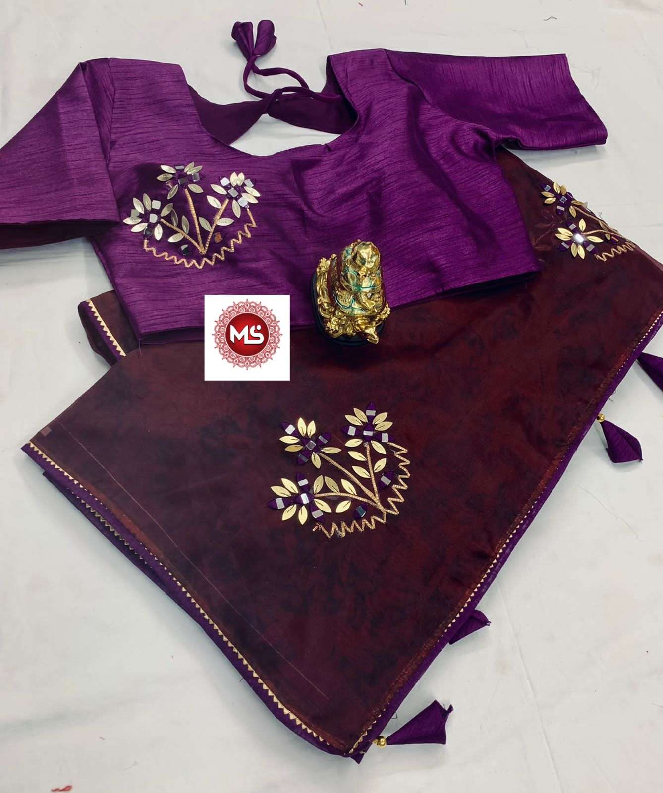 MS BRAND BANGALI DESIGNET HEAVY ORGANZA PRISAM SILK SAREE