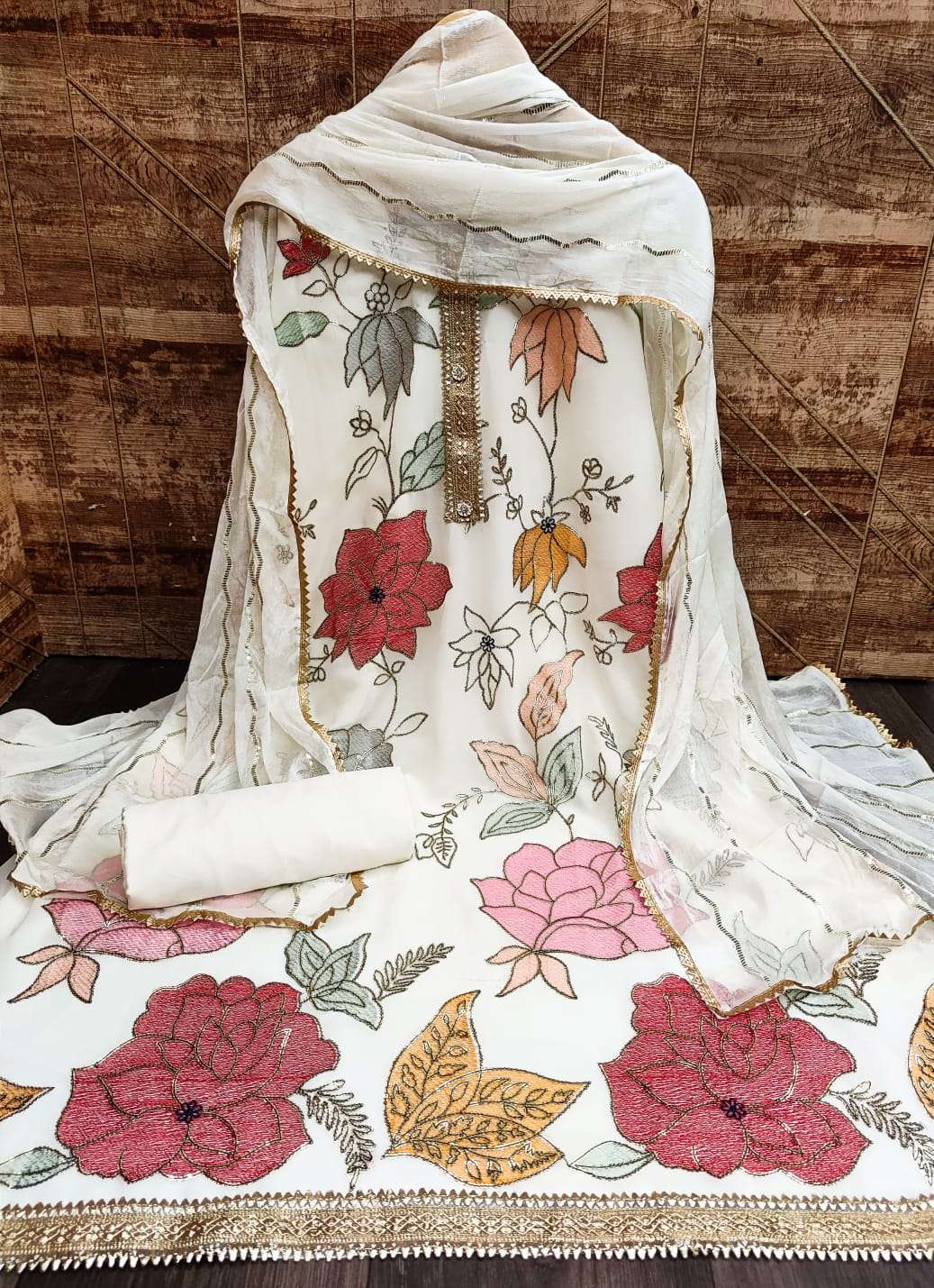 SABYA SAACHI-23 DESIGNER FAUX GEORGETTE EMBROIDERY NON CATALOG SUIT 