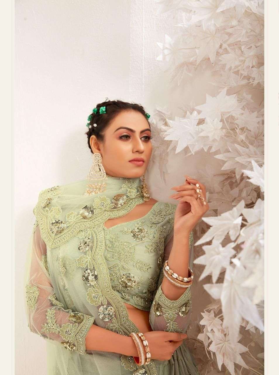 SENHORA ENGAGEMENT BRIDAL HERITAGE VOL-9 DESIGNER NET LEHENGA 