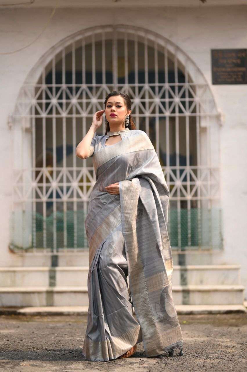 BT-10 DESIGNER SOFT MULBERRY SILK WEAVING PASTEL COLOR SAREE 