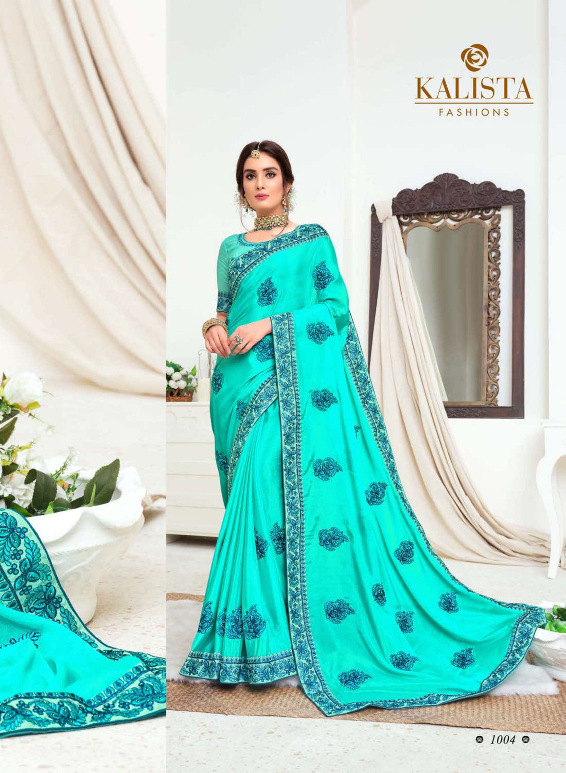 kalista ananya series 1001-1006 chinon embroidery saree