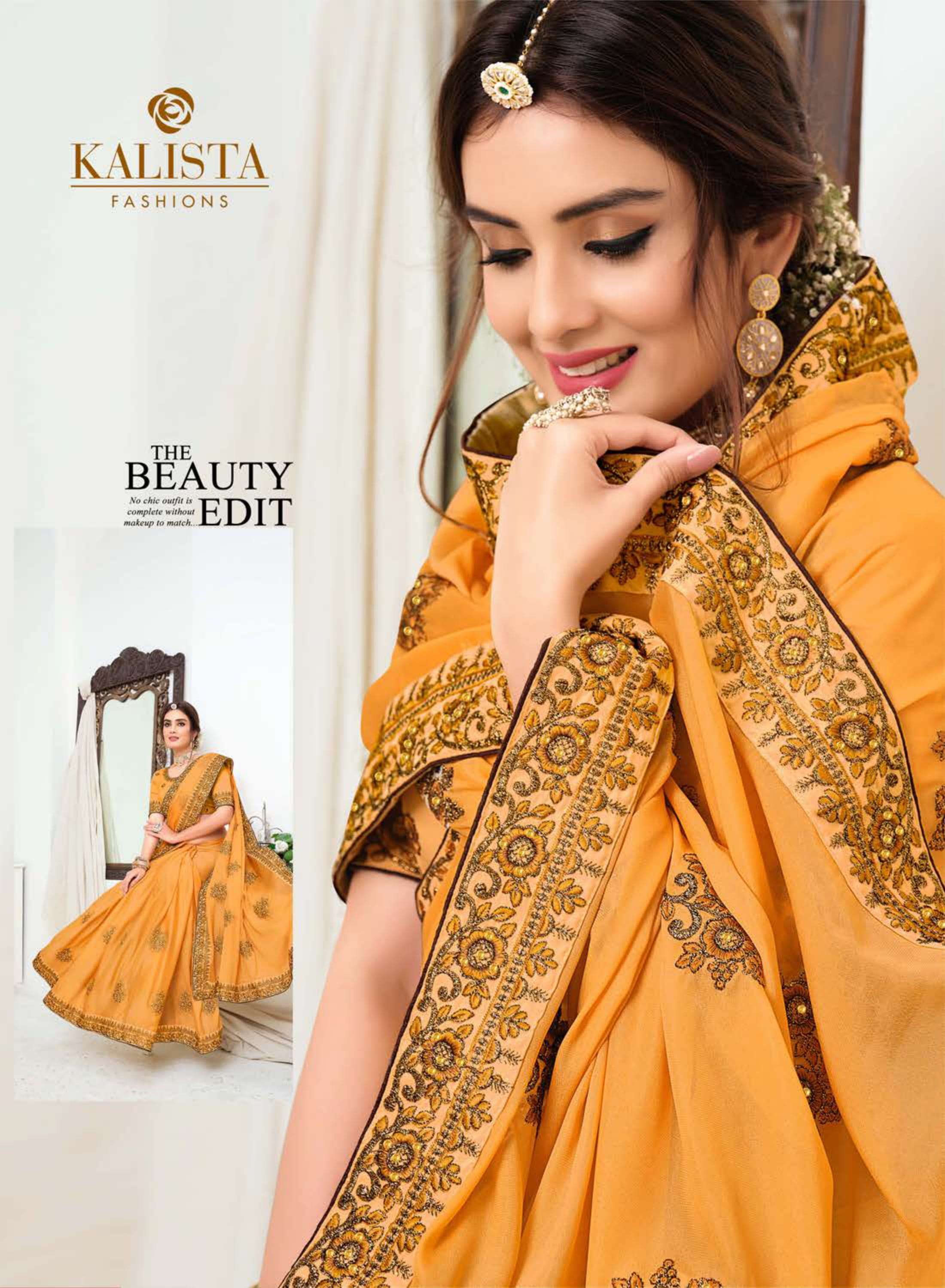 kalista ananya series 1001-1006 chinon embroidery saree
