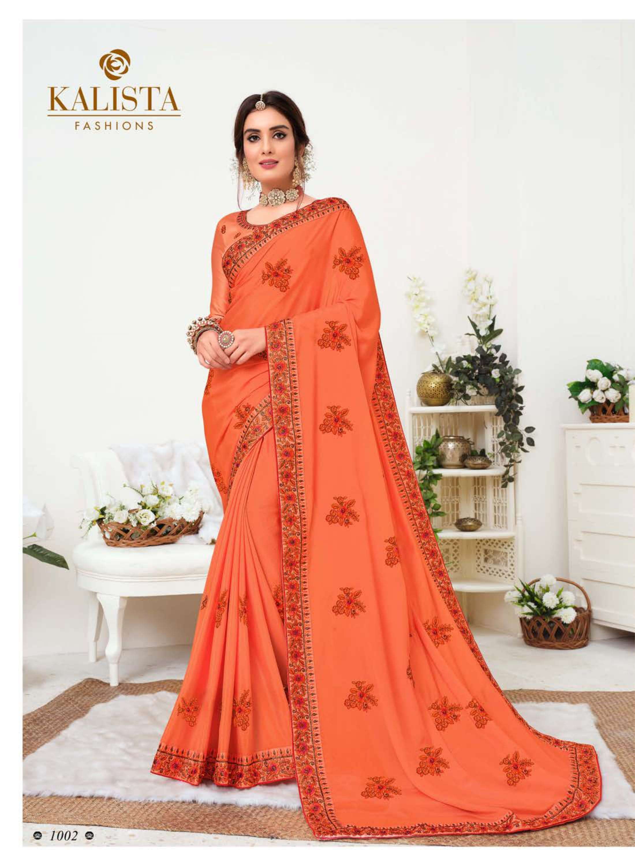 kalista ananya series 1001-1006 chinon embroidery saree