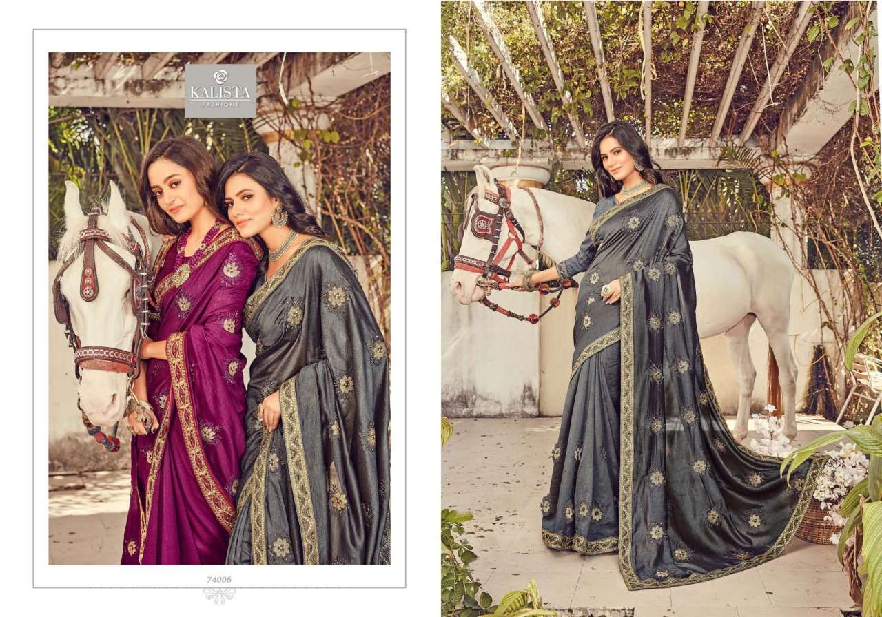Kalista Mubarak series 74001-74006 vichitra silk saree