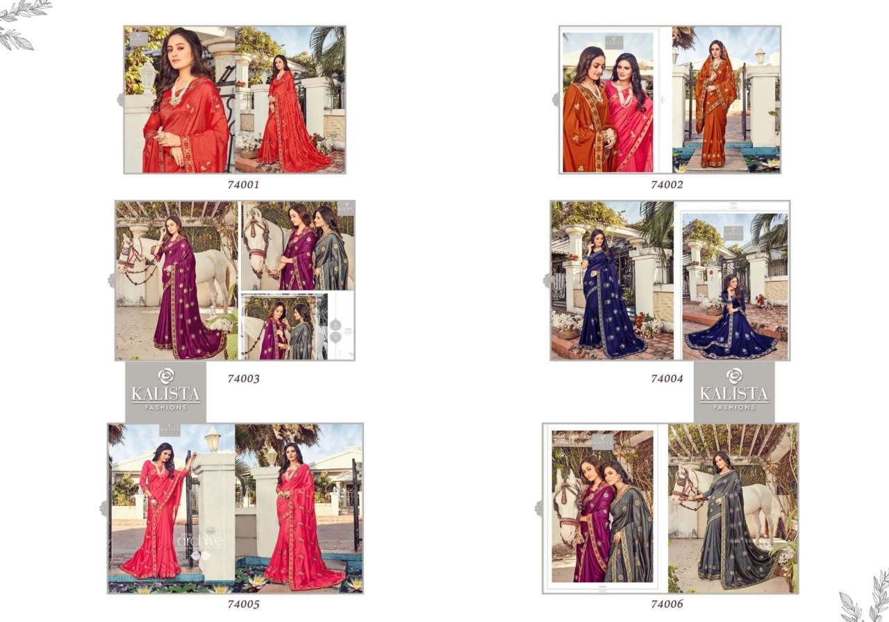 Kalista Mubarak series 74001-74006 vichitra silk saree