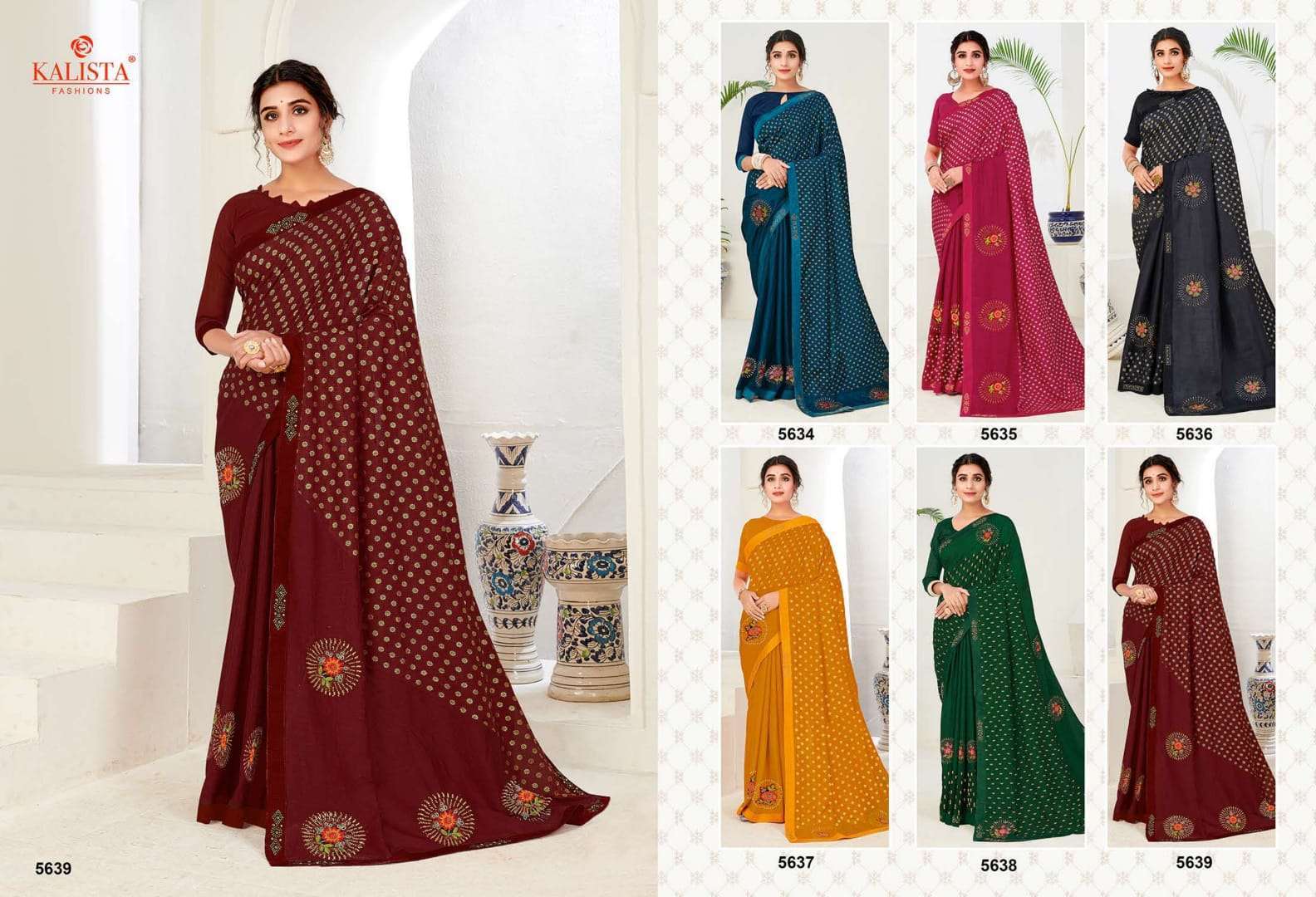 kalista paytm series 5634-5639 fancy fabric saree
