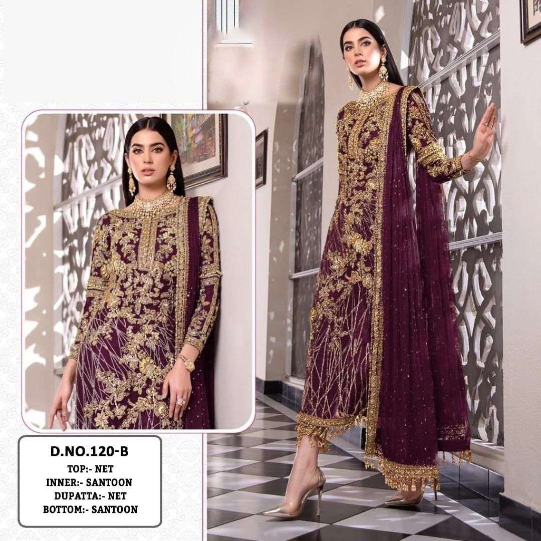 KF-120 DESIGNER NET EMBROIDERY WORK NON CATALOG SUIT 