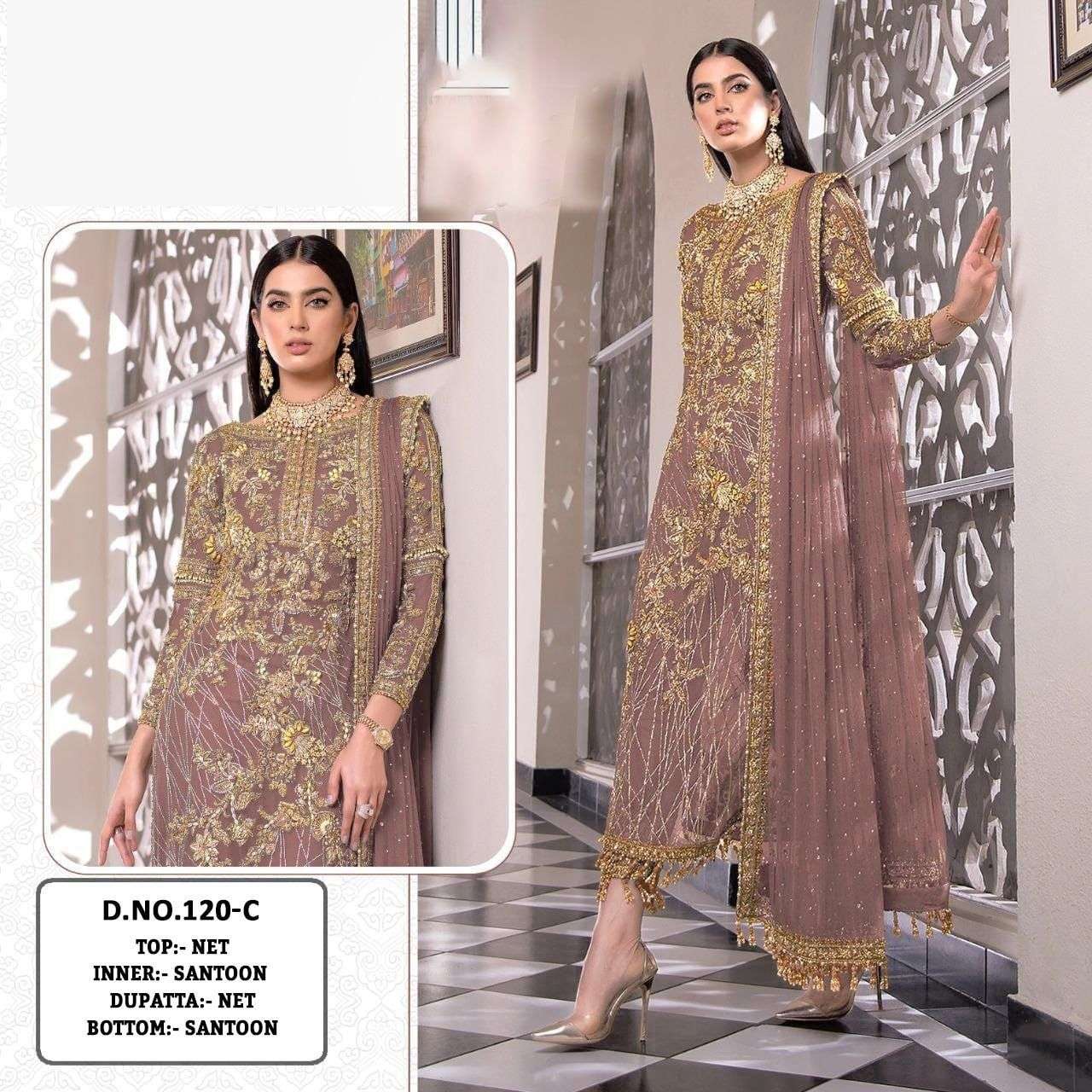 KF-120 DESIGNER NET EMBROIDERY WORK NON CATALOG SUIT 