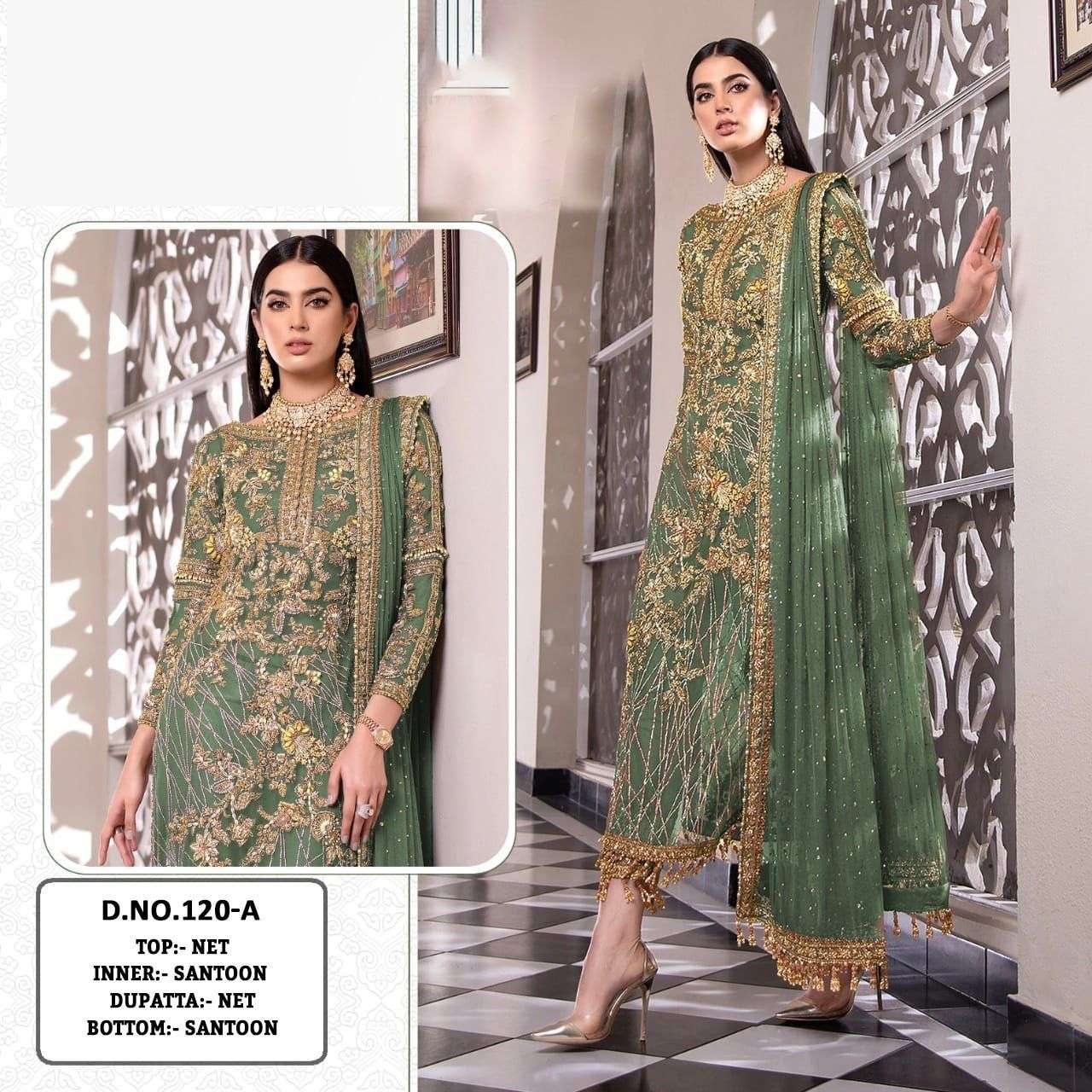 KF-120 DESIGNER NET EMBROIDERY WORK NON CATALOG SUIT 