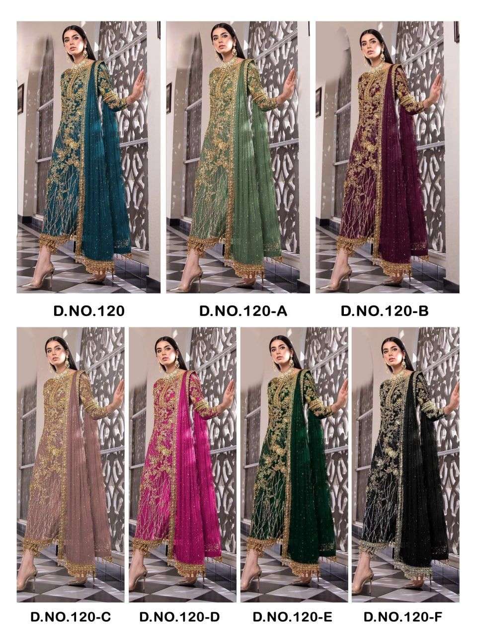 KF-120 DESIGNER NET EMBROIDERY WORK NON CATALOG SUIT 