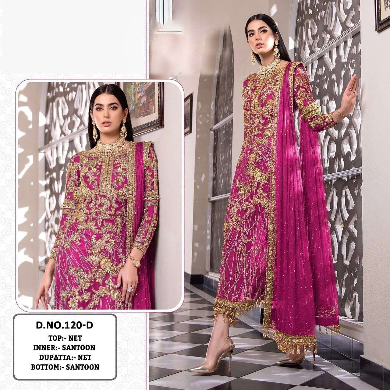 KF-120 DESIGNER NET EMBROIDERY WORK NON CATALOG SUIT 