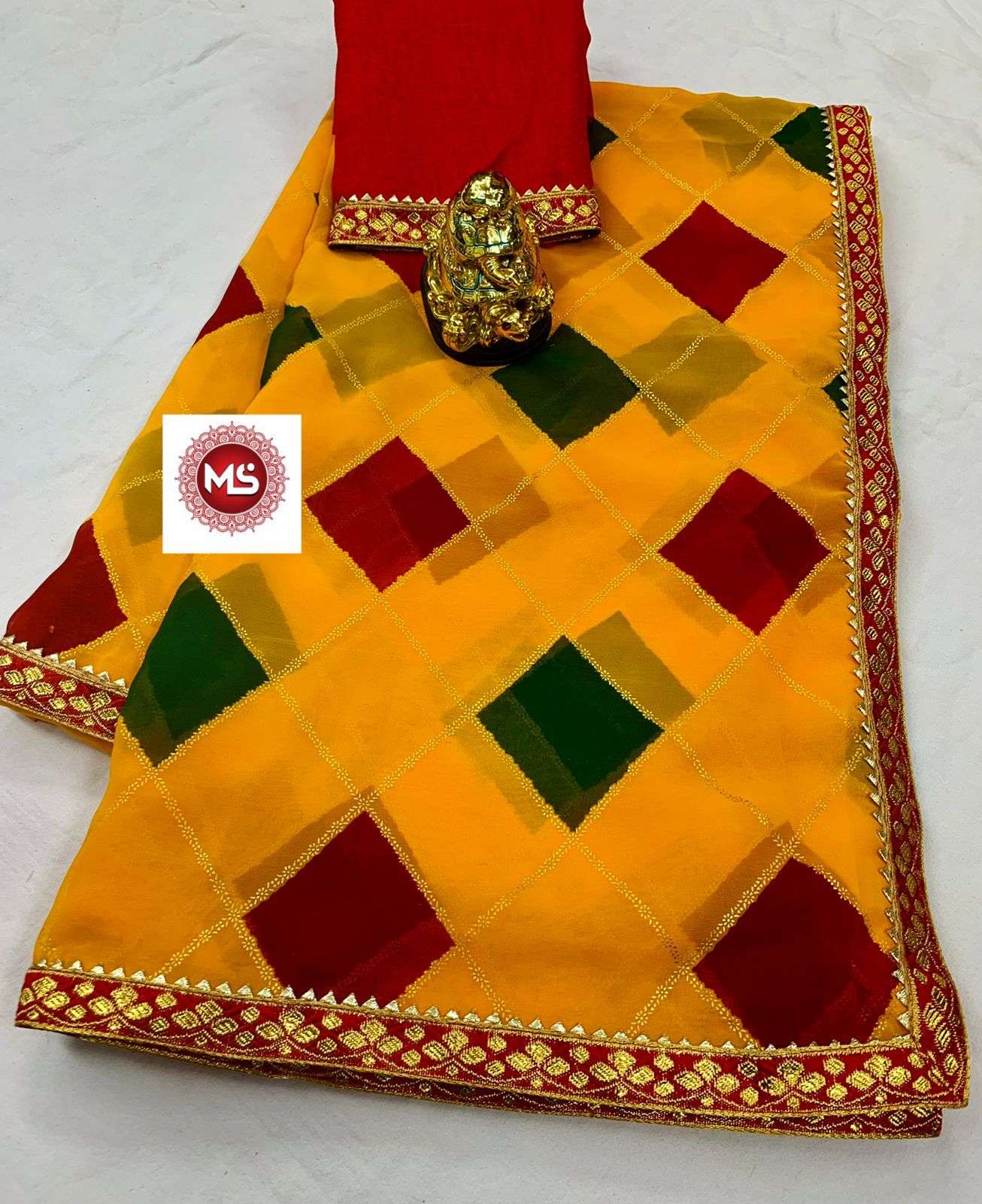 MS BRAND FOIL DESIGNER GEORGETTE SAREE 
