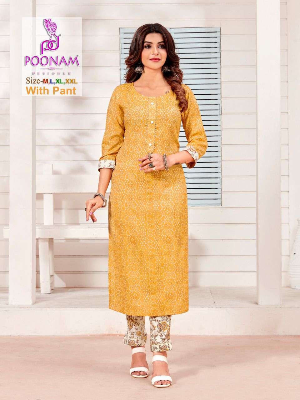 poonam colorbar series 1001-1004 17 kg rayon print kurti 
