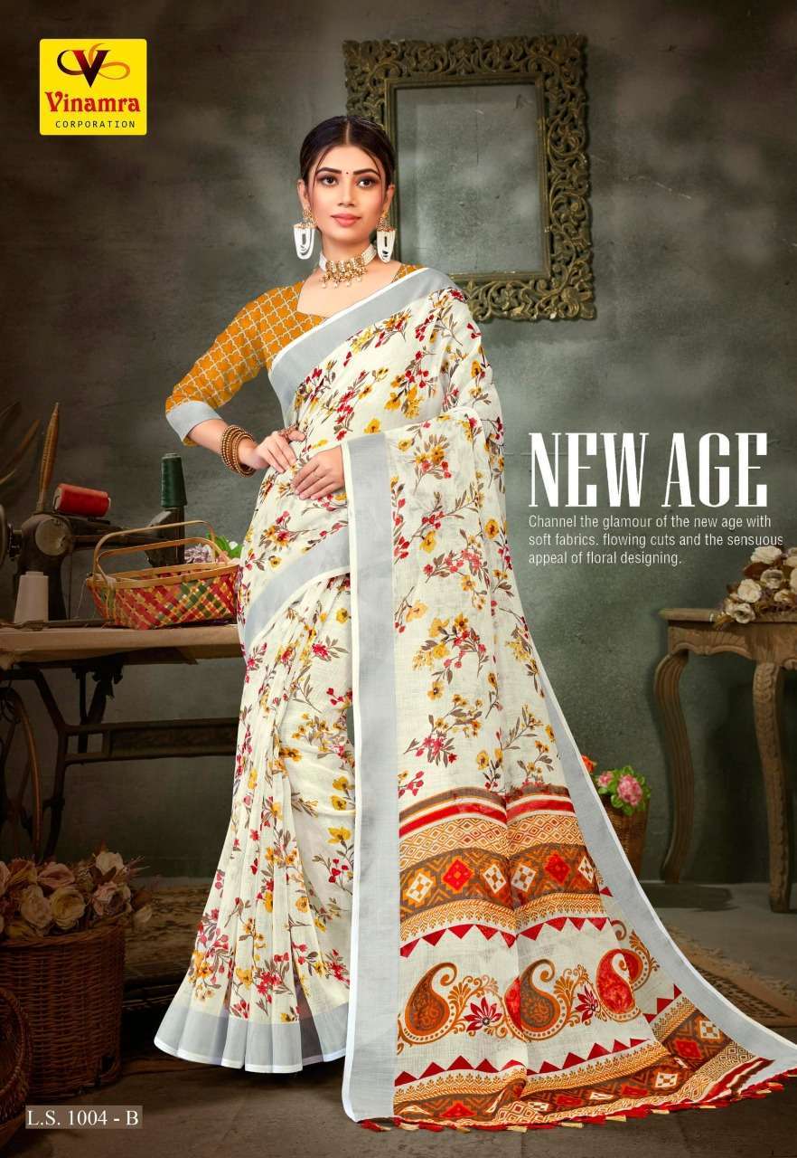 vinamra corporation lilen silver 1004 Lilen Silver Patta saree