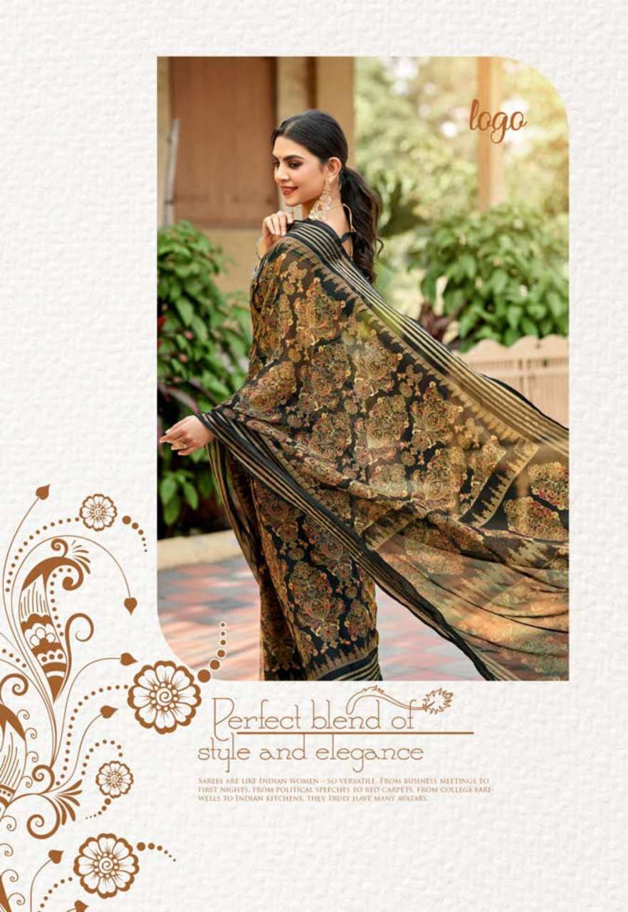 vinamra corporation sanaya silk series 101-109 Chiffon Viscose Patta saree