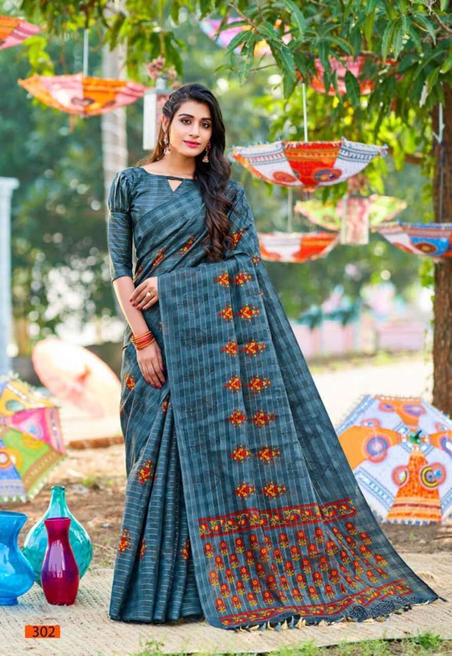 vinamra corporation white wings series 3001-3008 Silver Zari saree
