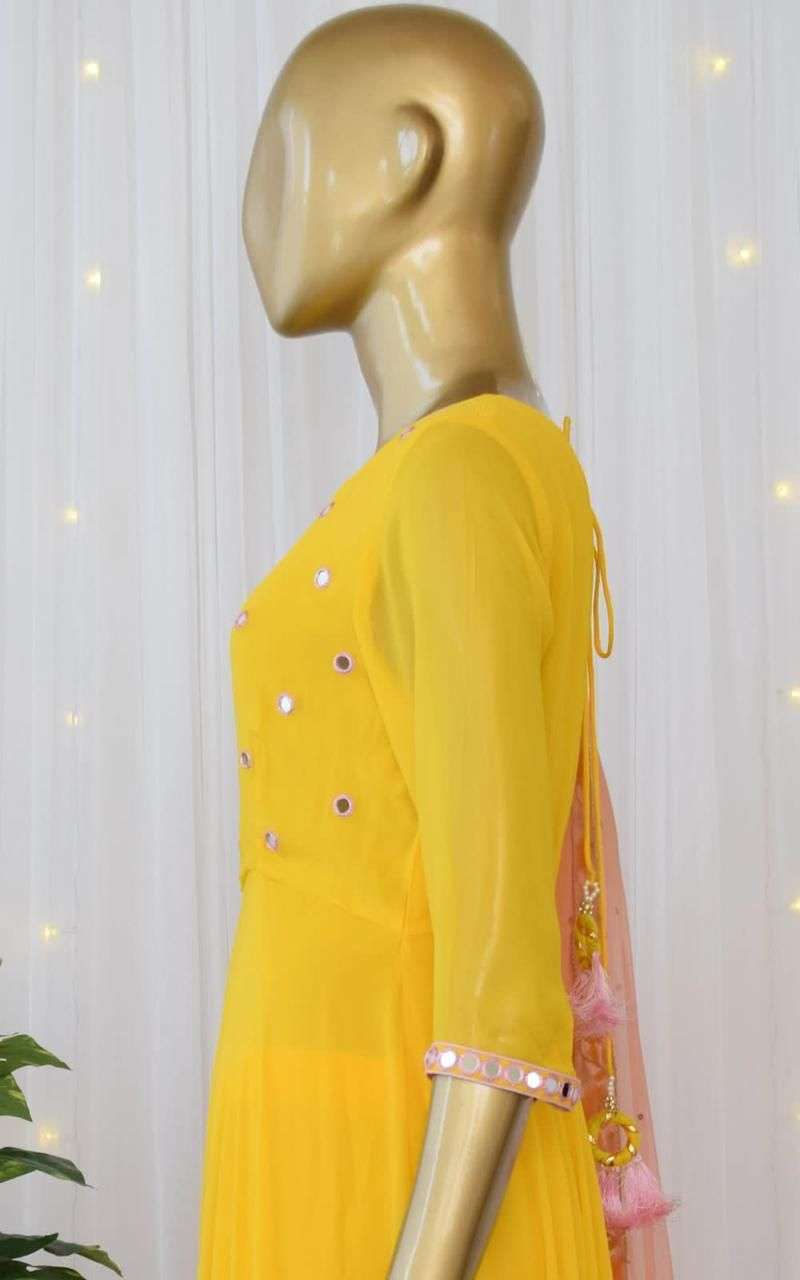 X-LADY DESIGNER MIRROR WORK GEORGETTE ANARKALI KURTI