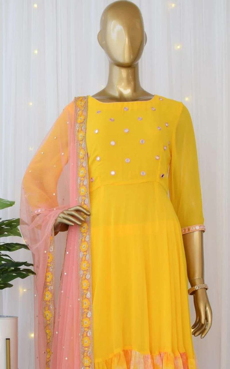 X-LADY DESIGNER MIRROR WORK GEORGETTE ANARKALI KURTI