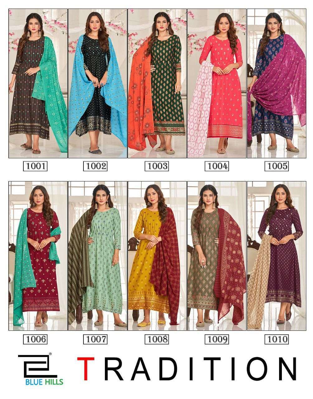 blue hills tradition kurti with dupatta beautiful colors authorized supplier