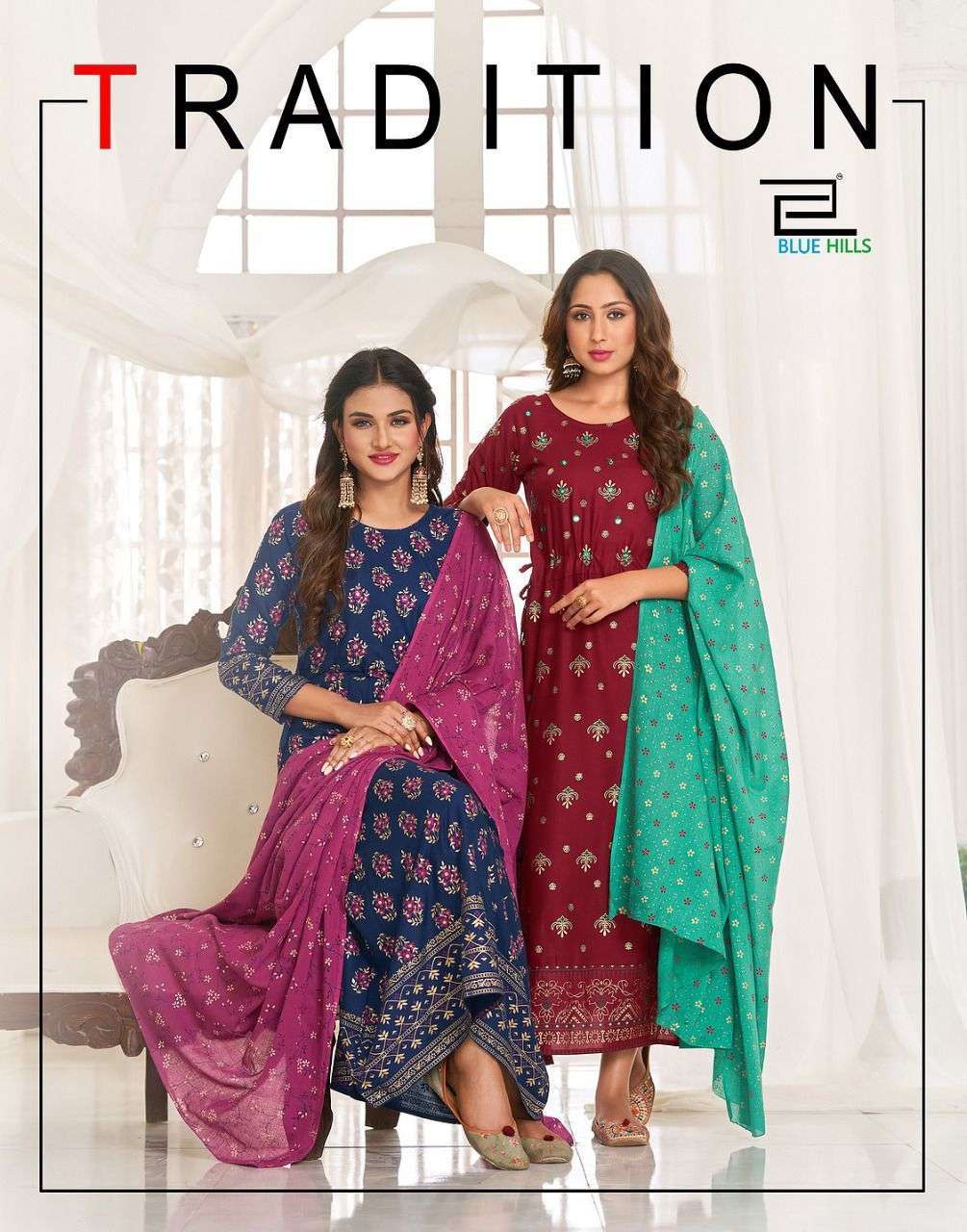 blue hills tradition kurti with dupatta beautiful colors authorized supplier