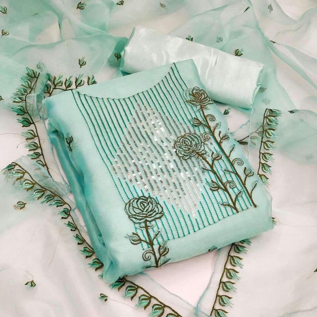 BT-12 DESIGNER TISSUE EMBROIDERY WORK NON CATALOG SUIT