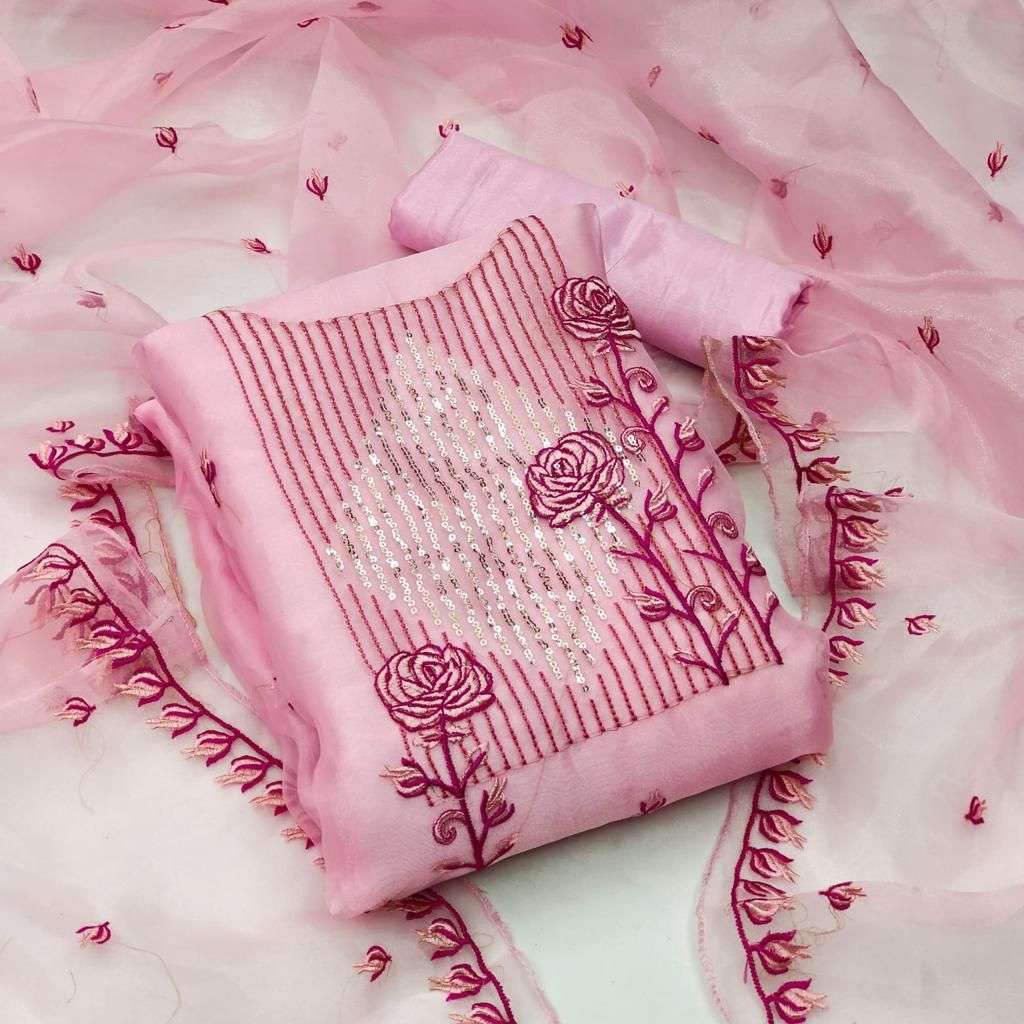 BT-12 DESIGNER TISSUE EMBROIDERY WORK NON CATALOG SUIT