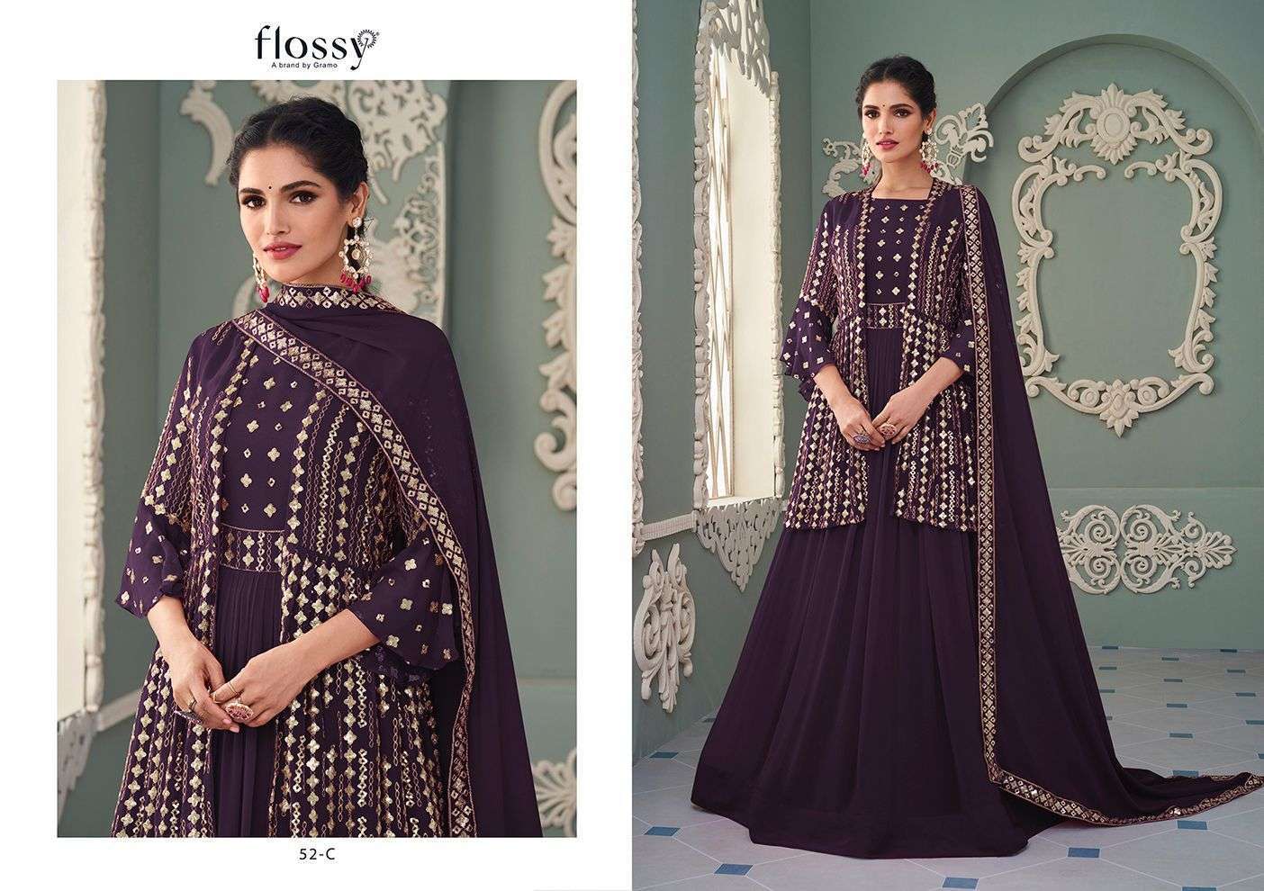 flossy naksh color vol 2 series 52 heavy real georgette suit
